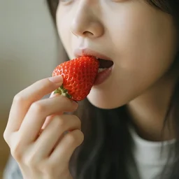 person unable to properly eat strawberry