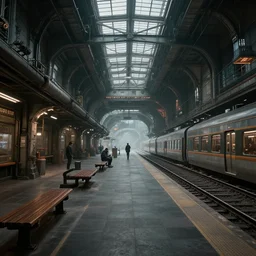 utopian dieselpunk train station