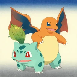 Beautiful Ukiyo-e painting of a bulbasaur