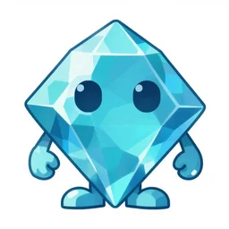 cyan rhombus crystal character in the style of Y2K vector graphics, sharp, clean, 4K 8K HD