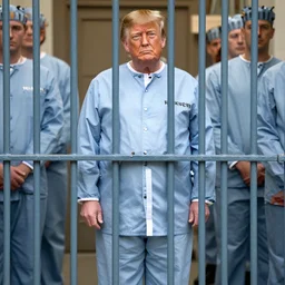 donald trump behind bars in prison fatigues
