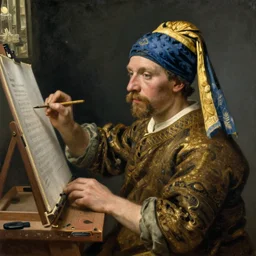 man discovers motivation to complete task. Painting by Jan van Eyck