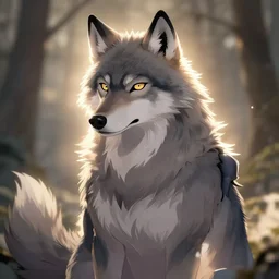anthropomorphic wolf fursona, backlighting, furry art, trending on artstation, digital art, trending on furaffinity