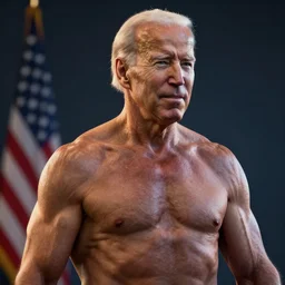 muscular heroic Joe Biden, Unreal Engine, Octane Render 3d, cinematic lighting