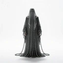 heroic ghost in chains, cinematic studio photo, full body, standing, isolated on a pure white background, centered, whole figure in frame, sharp focus, studio lighting