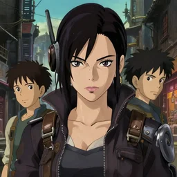a film still portrait of a confident butcher dieselpunk diesel assassin woman, finely detailed features, closeup at the faces, perfect art, at an ancient city, gapmoe yandere grimdark, trending on pixiv fanbox, painted by greg rutkowski makoto shinkai takashi takeuchi studio ghibli, akihiko yoshida