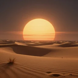 sunrise in alien planet, desert, matte painting, high detail, artstation