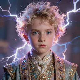 masterpiece portrait of 5 0 year old godhead ethereal nikola tesla, kind eyes, wearing a ornamental robe, hyper realistic face, volumetric lighting, fantasy art, epic, in the style of burne hogarth, greg rutkowski, donato giancola, tom bagshaw, intricate, hyper detailed, smooth, vibrant electric lightning aura