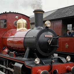 Emma Watson driving a steam train, 1939, colourized photo, high quality