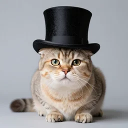professional studio photo of a cat with a top hat,