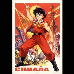 graphic design, soviet poster, anime