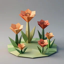 a flowering alien landscape in the style of origami, 8 k, unreal engine, zbrush,