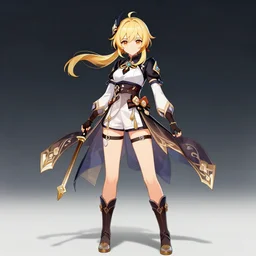 anime full body artwork of amber from genshin impact, anime digital art illustration