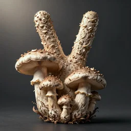 a mushroom could merging into a peace sign, high textured, conceptual, illustration sharp, photography,