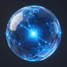 iridescent blue energy ball close up, high details, 8 k, octane render, unreal engine, sharp focus, trending on artstation, stylized shading