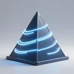 a pyramid outlined with whirling neon lines