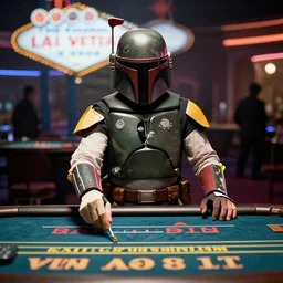 film still of Boba Fett gambling in vegas in Star Wars The Empire Strikes Back,