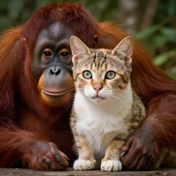 a feline cat - orangutan - hybrid, animal photography, felidae, housecat, kitten, pussycat pet