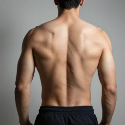 man with abs on his back