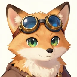 a drawing of an anthropomorphic cat-fox hybrid with steampunk goggles on, character portrait by Nōami, by Ken Sugimori, featured on pixiv, furry art, commission for, soft colors, shiny eyes, deviantart hd