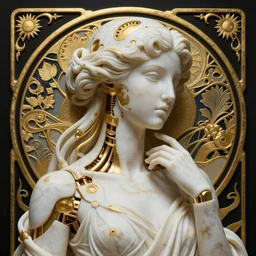 beauty art nouveau woman, White marble and gold robotic, trending on artstation, by Artgerm