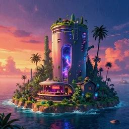 architecture by john constable, bladerunner 2 0 4 9 scumm bar vice city architecture island sea uv light vaporwave meadow cosmic evil rainforest hyperrealism sunset azeroth anime, archdaily, wallpaper, highly detailed, trending on artstation.