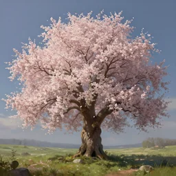 a flowering tree, digital art, fantasy art, matte painting, by albert bierstadt, trending on artstation, hdr