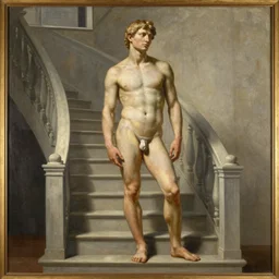 Stairway to heaven by Michelangelo, oil painting, masterpiece