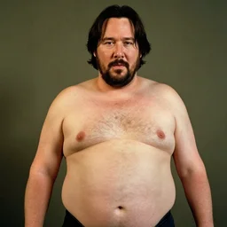 obese keanu reeves with exposed belly on medium portrait on real photograph, 8 k film still