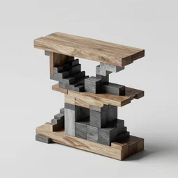 constructivism shelf, sculpture, table made of rectangle tetris, octane render, trending on artstation