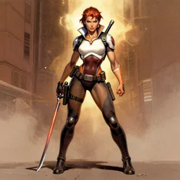 Greg manchess, Frank frazetta, female overwatch pin up character, full body, trending on artstation