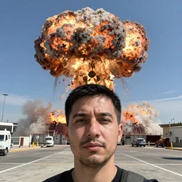 selfie against nuclear explosion
