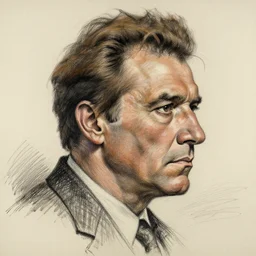 a realistic yet scraggly portrait sketch of the side profile of a stern and sophisticated tom selleck, trending on artstation, intricate details, in the style of frank auerbach, in the style of sergio aragones, in the style of martin ansin, in the style of david aja, in the style of mattias adolfsson