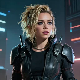 An epic cyberpunk comic book style portrait digital painting of Miley Cyrus, hyperrealistic, octane render, Mass Effect, dynamic lighting