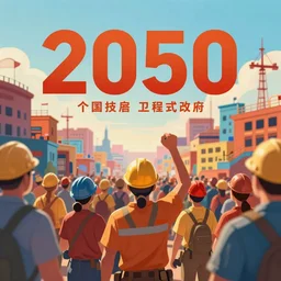 constructivist multicolored propaganda poster of workers from the 2050s cinematic lighting 8k wide angle shallow depth of field