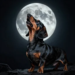a dachshund howling at the moon dark colors, sinister atmosphere, dramatic lighting, cinematic, establishing shot, extremely high detail, photo realistic, cinematic lighting, pen and ink, intricate line drawings, by Yoshitaka Amano, Ruan Jia, Kentaro Miura, Artgerm, post processed, concept art, artstation, matte painting, style by eddie mendoza, raphael lacoste, alex ross