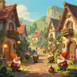 dwarf cozy fantasy village street view by artgerm and Craig Mullins, James Jean, Andrey Ryabovichev, Mark Simonetti and Peter Morbacher 16k