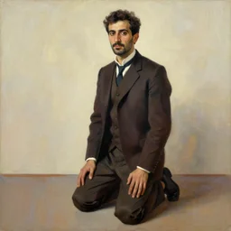 full body portrait, petros afshar, cuno amiet, man on his knees 1 9 7 0 s art painterly character design
