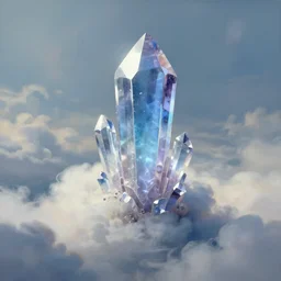a painting of a crystal floating in the clouds, a detailed matte painting by christophe vacher, cgsociety, fantasy art, matte painting, matte drawing, concept art