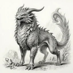 a stunning hyper-detailed pencil drawing of a mythical creature