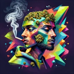 profile picture ofsmoking weed, marijuana, hiphop, streetart, graffiti, hard edges, geometric, 3 d shapes, stoned, og, trippy, asymmetrical, 8 k, smoke, highly detailed masterpiece by sachin teng x supreme