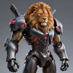 nuclear powered jin roh armor, anthropomorphic lion, neon red eyes, stuning 3 d render, masterpiece, by donato giancola and greg rutkowski and wayne barlow and zdzisław beksinski