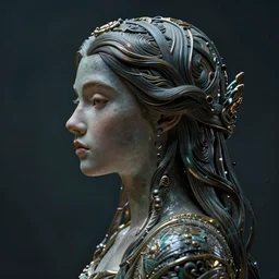 hyperdetailed side profile portrait of a water princess, low key light photography by greg rutkowski, highly detailed, digital painting, artstation, smooth, sharp focus illustration, artstation hq. intricate, elegant. art by wlop and artgerm and greg rutkowski, alphonse mucha. dan mumford, tomokazu matsuyama, takato yamamoto