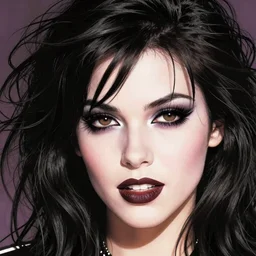 a close up face portrait of goth girl with wild hair, in the style of archie comics (1963), artstation, HQ scan,