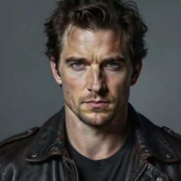 portrait of henry cavill, gritty, dark, wearing a leather jacket, very detailed eyes, hyperrealistic, very detailed painting by Glenn Fabry, by Joao Ruas, by Artgerm