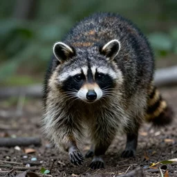 raccoon walks in the woods, closeup, trending on artstation, 35mm, by Noah Bradley