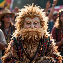 Buddha jabba the guy with Joe biden face in moshpit at Woodstock