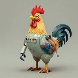 ( ( ( ( ( 1 9 5 0 s retro future robot rooster. muted rainbow colors. ) ) ) ) ) by jean - baptiste monge!!!!!!!!!!!!!!!!!!!!!!!!!!!!!!