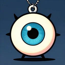 giant cartoonish evil eye charm, simplistic comic book cover art inspired by tim doyle and kurzgesagt