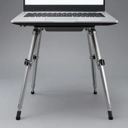 a laptop with long mechanic legs viewed from below